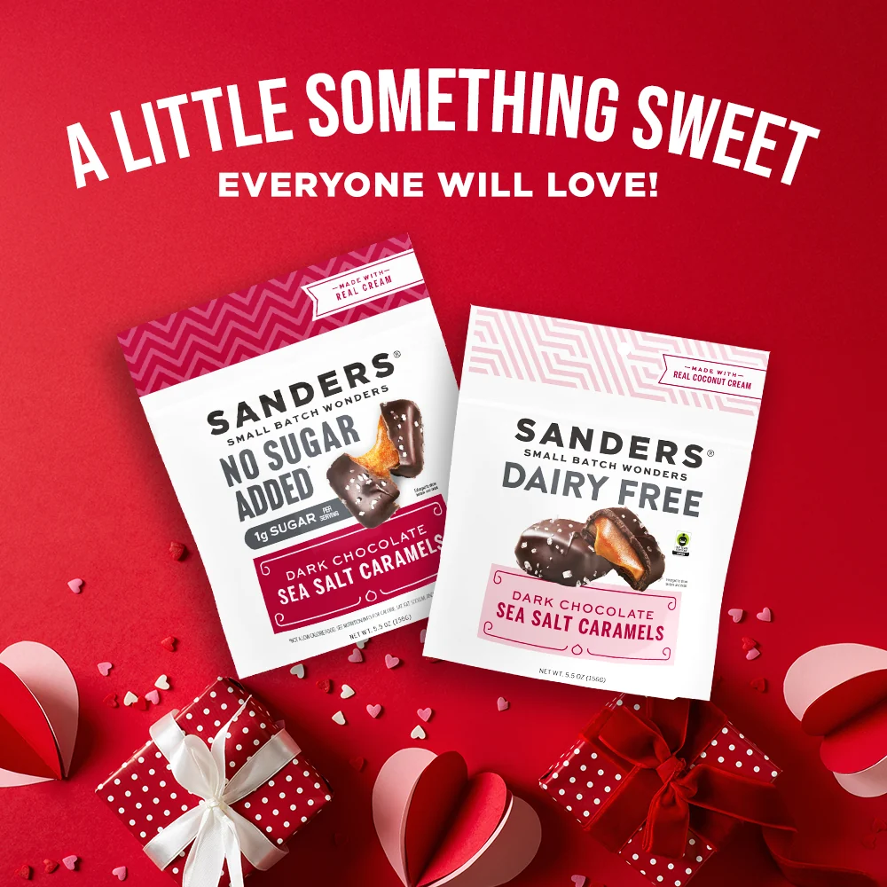 Sanders Candy - Dairy Free Fair Trade Dark Chocolate Caramel 5.5 oz Pouch - Image 2