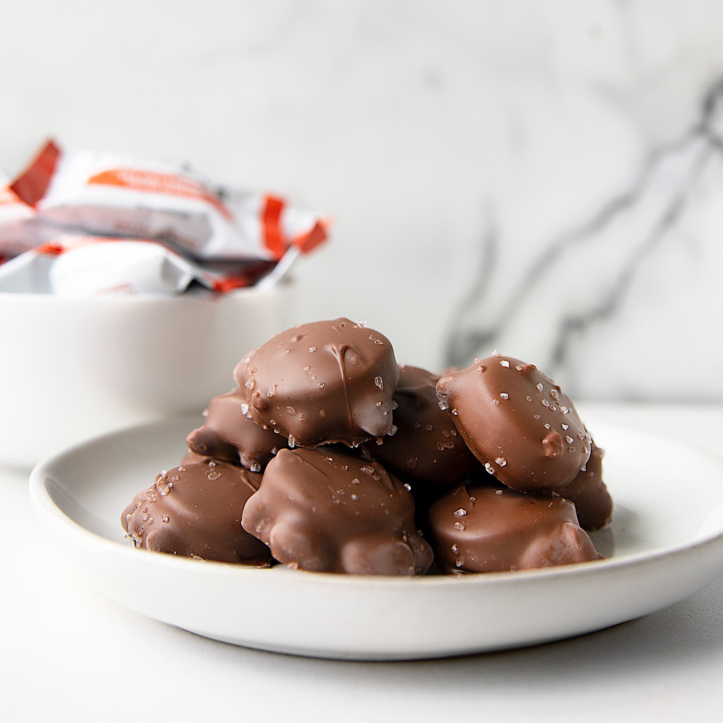 Sanders Candy - Milk Chocolate Sea Salt Caramel Pecan Clusters 7 oz. Pouch - Image 3