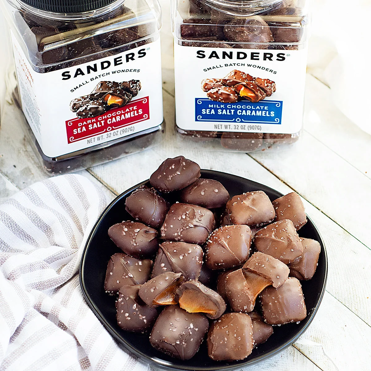 Sanders Candy - Original Dark Chocolate Sea Salt Caramels Tub 32 oz. - Image 2